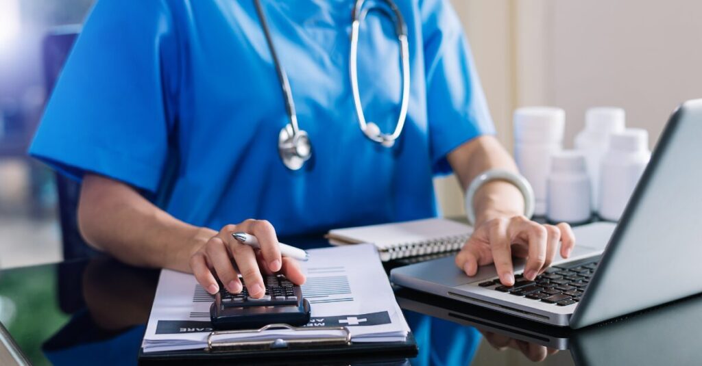 healthcare professional using an Electronic Medical Records (EMR) system.